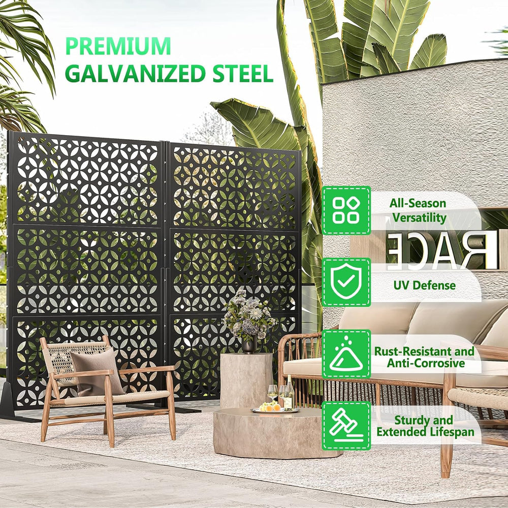 Metal Outdoor Privacy Screen Freestanding Privacy Screens,72" H x 46&quo...