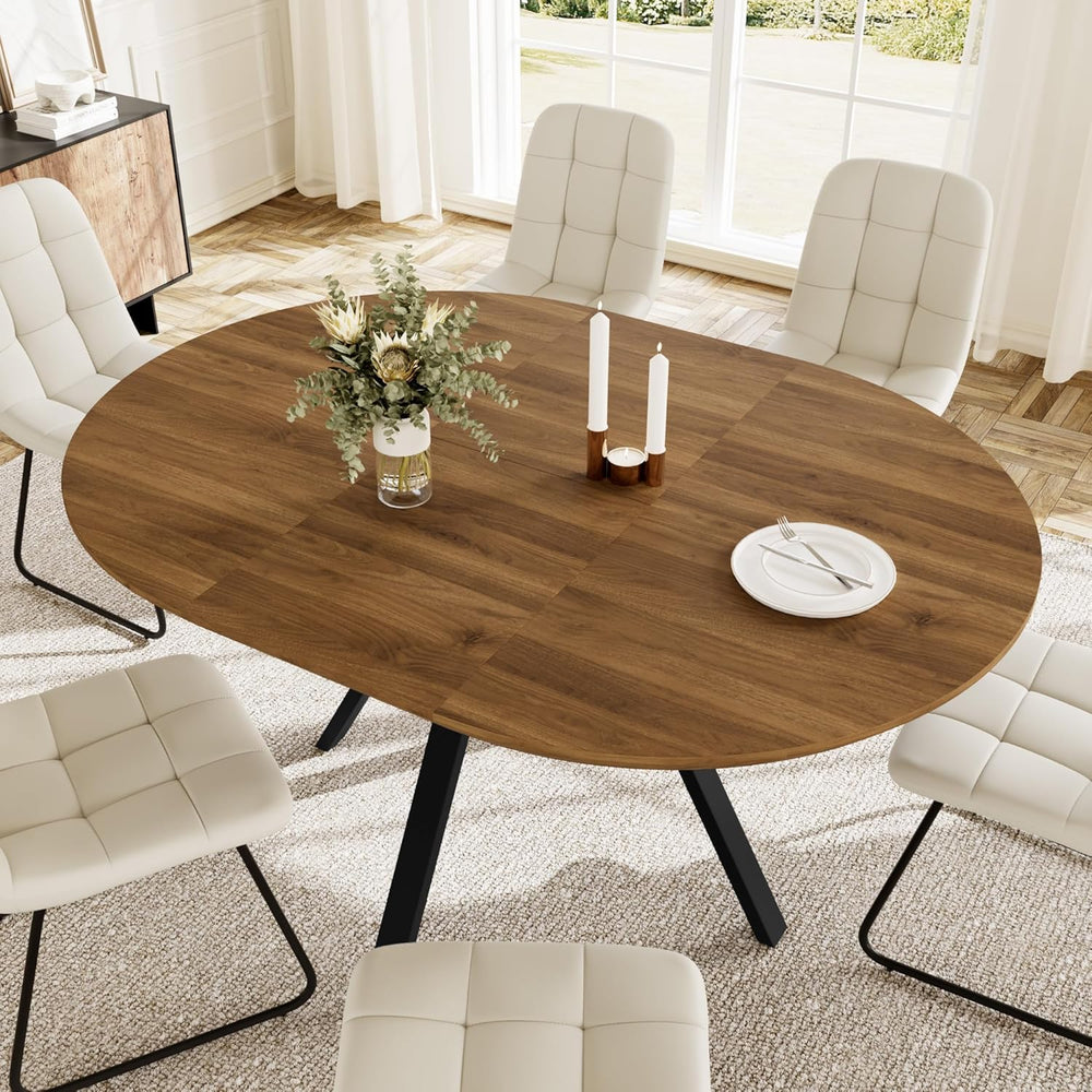 HIPIHOM Extendable Round Dining Table Set for 6 People, 43.3"-59.1"...