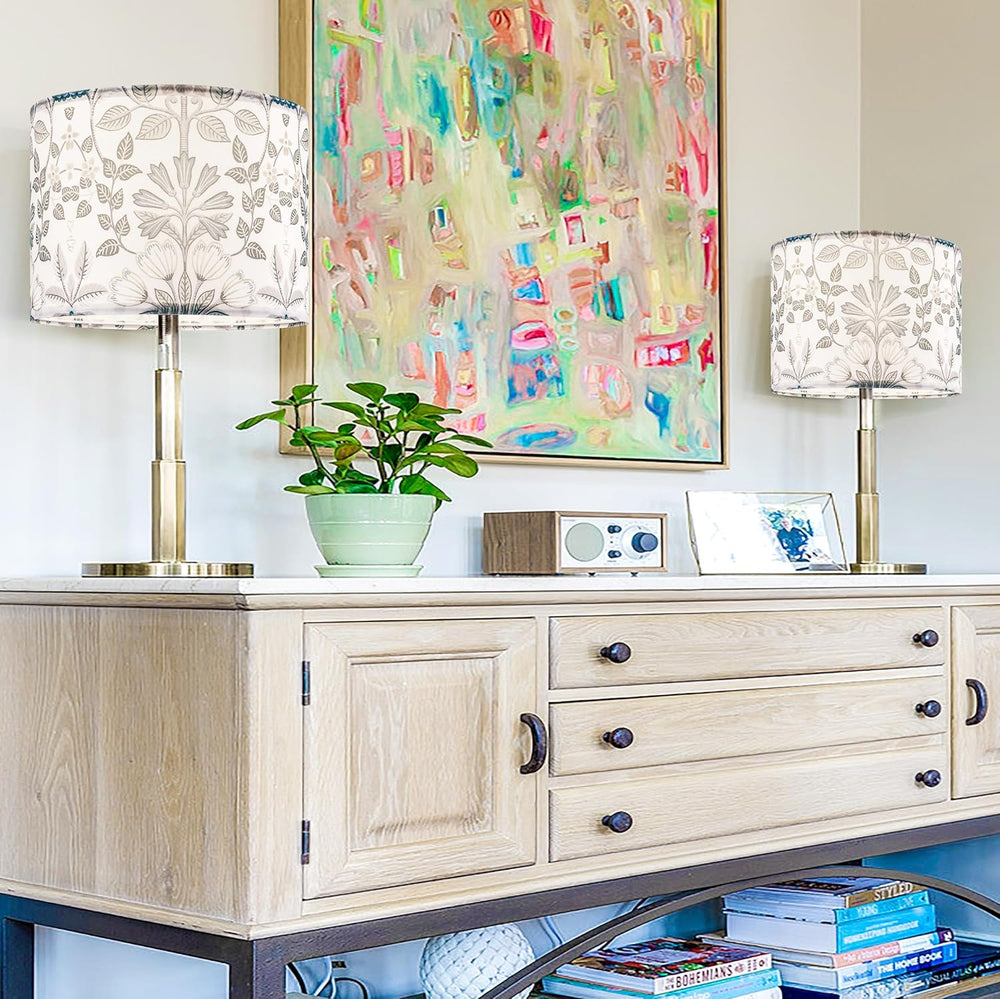 GO&SO Lamp Shades Set of 2,13" D x 10" H,Blue Green Floral Drum...