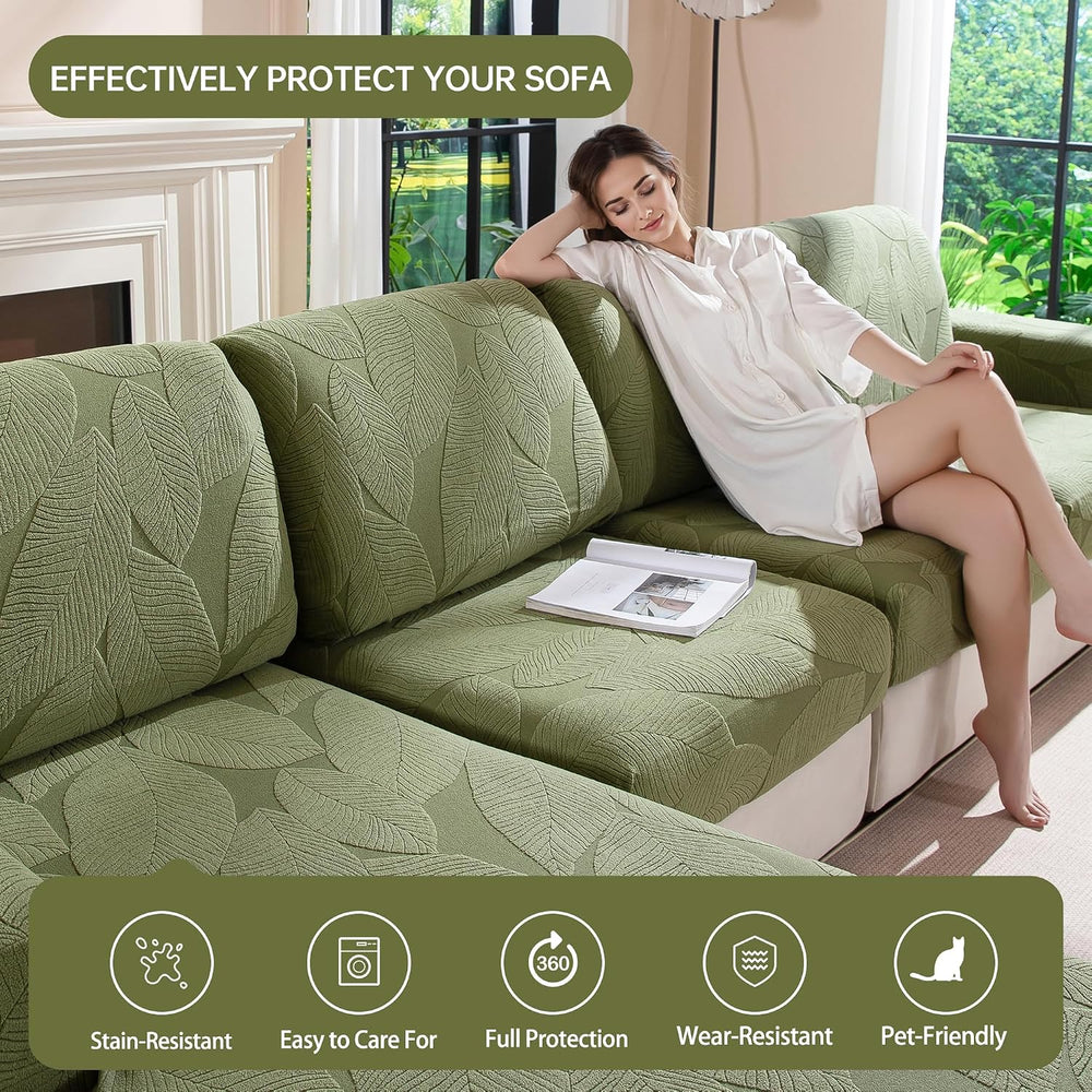 QIANMEW Universal Couch Cushion Covers for Sectional Sofa (1PC Chaise)