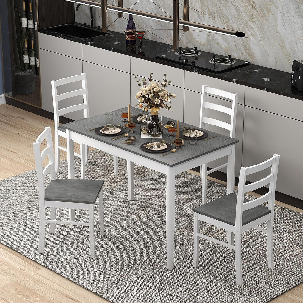 GOFLAME 5 Piece Dining Table Set for 4, Farmhouse Kitchen Table and 4 Chairs ...