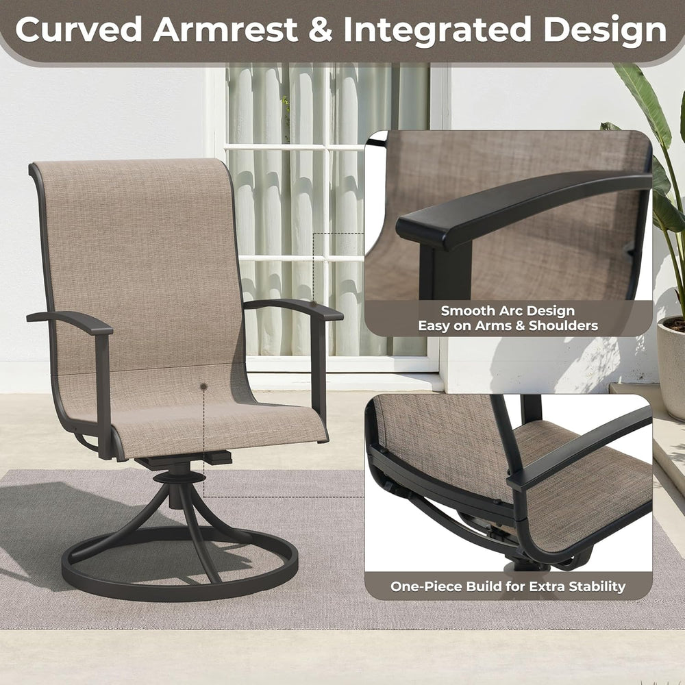 Grand Patio Outdoor Swivel Dining Chairs Set of 2, 360 Degree Mesh Sling Rock...