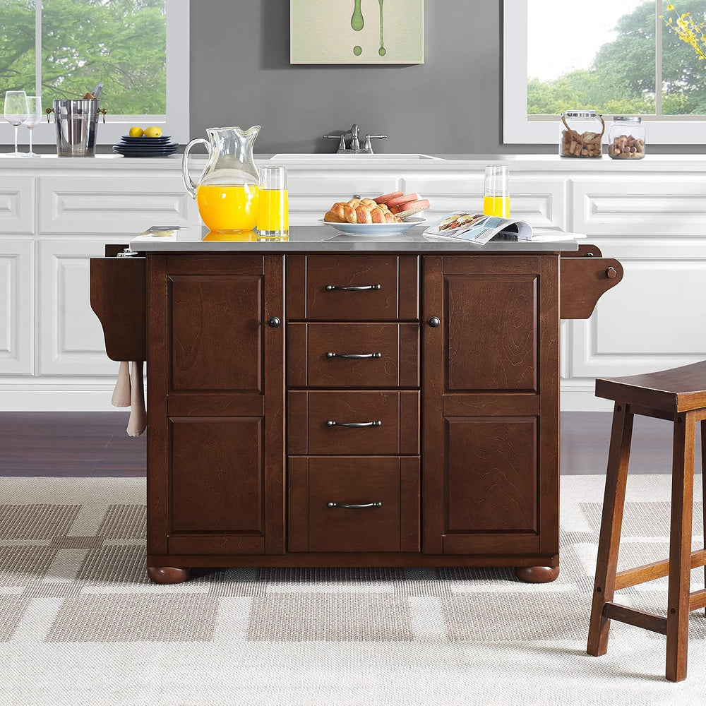 Crosley Furniture Eleanor Stainless Steel Top Kitchen Island with Spice Rack,...