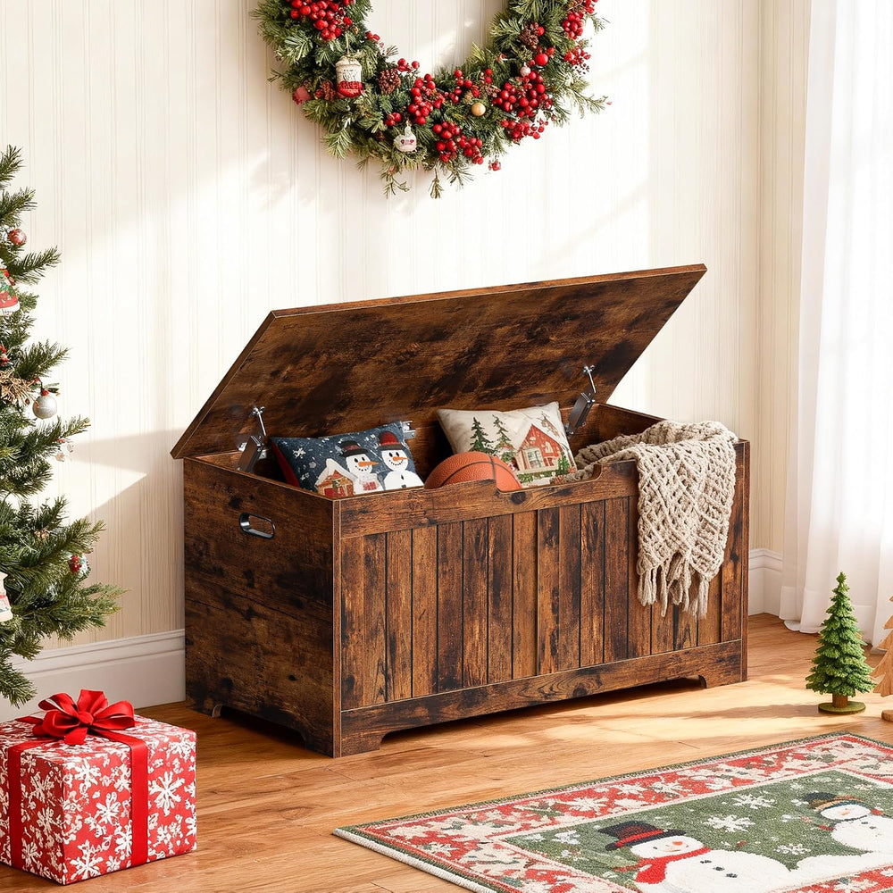 SUPER DEAL Storage Chest, 39 inches Chest Box Organizer with 2 Safety Hinges,...