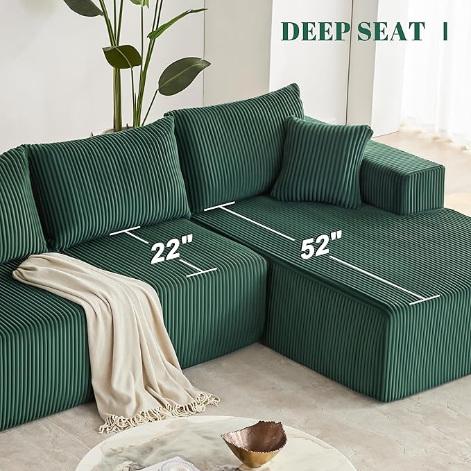 108” Modular Sectional Sofa, Cloud Sectional Couch with Deep Seat, Modern Mod...