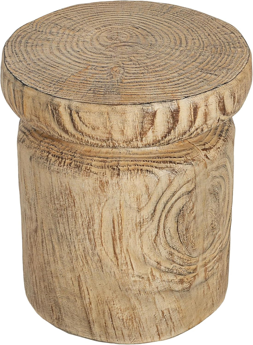 Merax MGO Wood Grain Side Table, Realistic Tree-Stump Design, Lightweight Con...