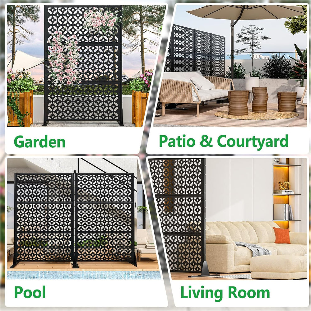 Metal Outdoor Privacy Screen Freestanding Privacy Screens,72" H x 46&quo...