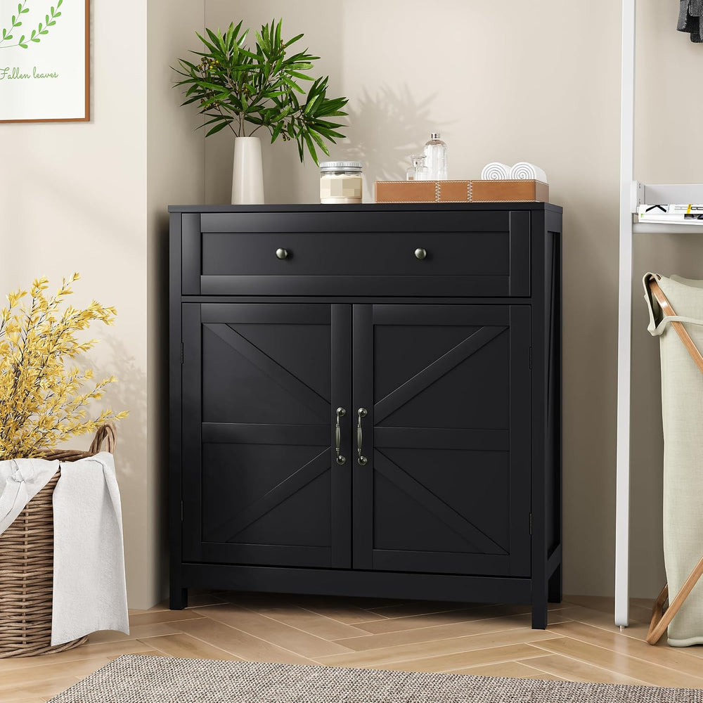 Kitchen Sideboard Buffet with Barn Doors, Farmhouse Storage Cabinet with Draw...