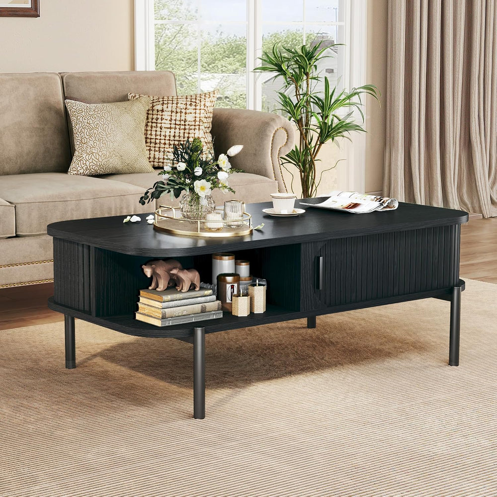 Coffee Table, 39.4" Mid Century Modern Coffee Tables for Living Room, Co...