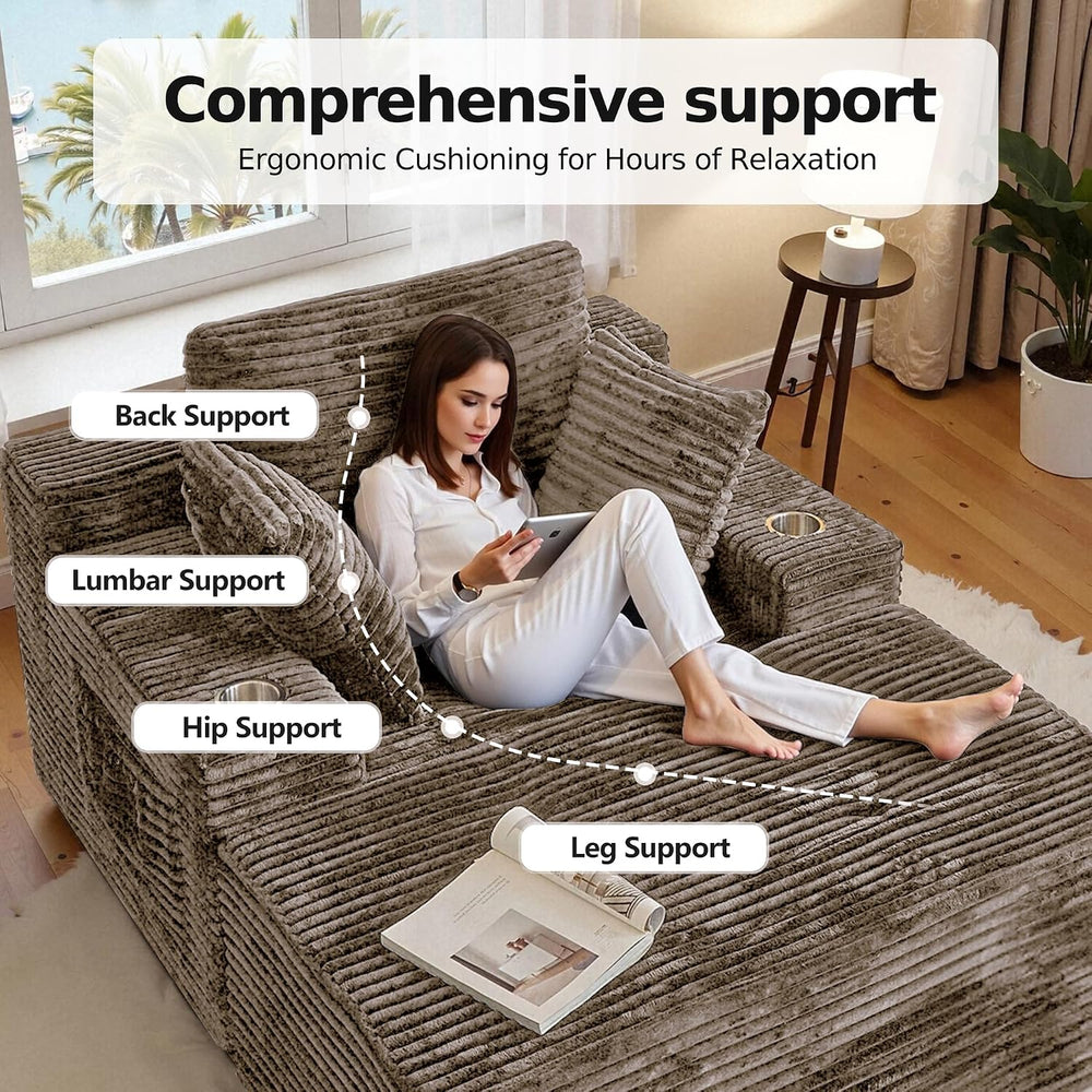 66" Chaise Lounge Chair Indoor,Oversized Boneless Single Sleeeper Couch ...