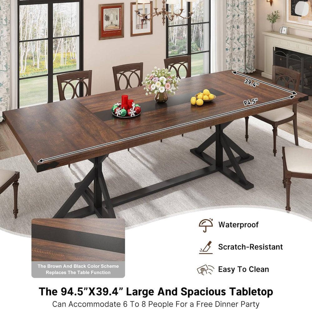 Hlivelood Dining Table for 8 10 People,Rectangular Kitchen Farmhouse Table W/...