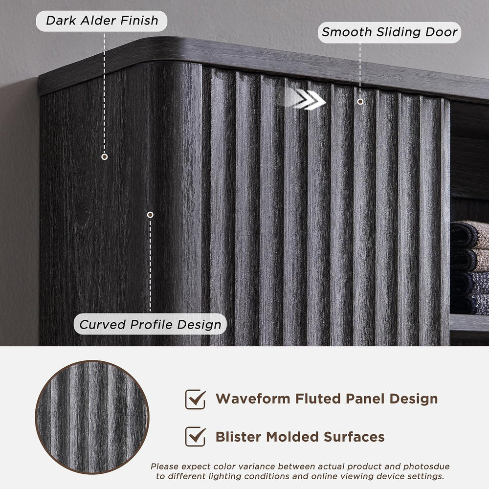 RedLemon Bathroom Wall Cabinet with Fluted Sliding Door, Modern Medicine Cabi...
