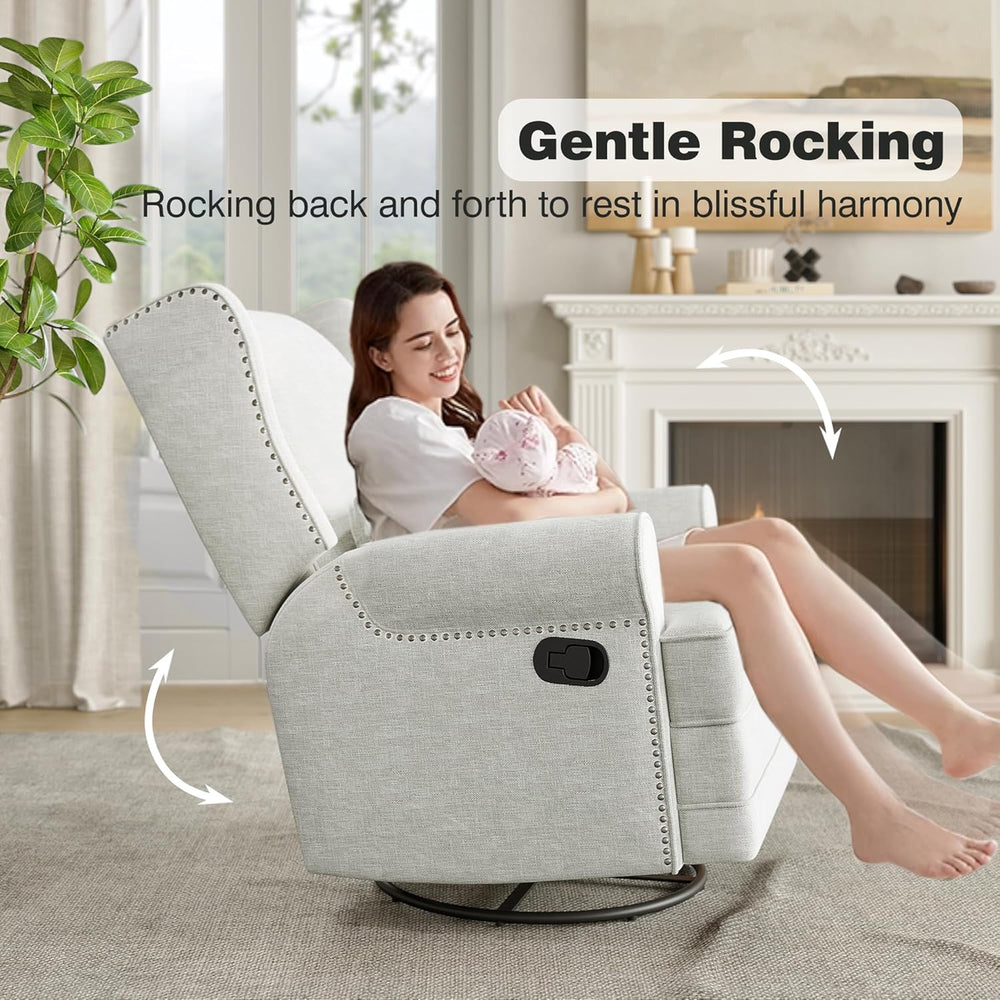 RoyalCraft Swivel Recliner Chair with Extra Large Footrest, Comfy Upholstered...
