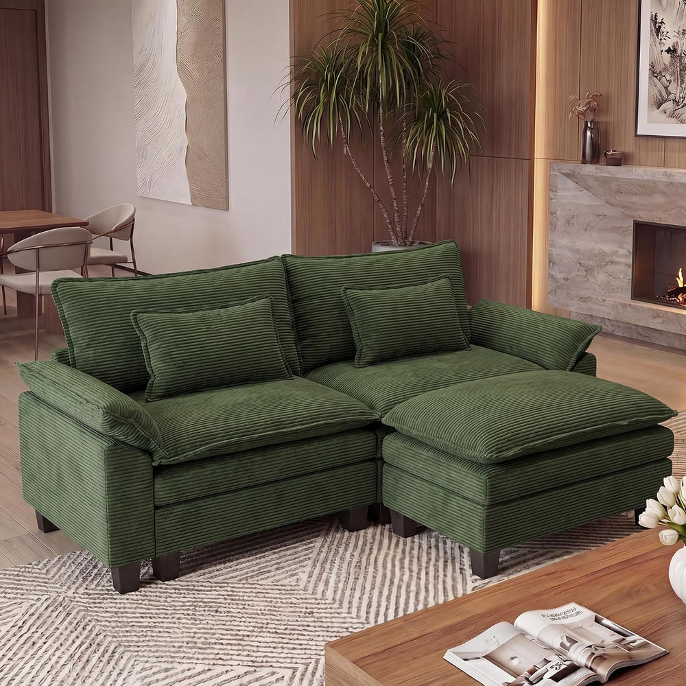 URRED Oversized Modular Sectional Sofa,Solid Green:87" L Shaped