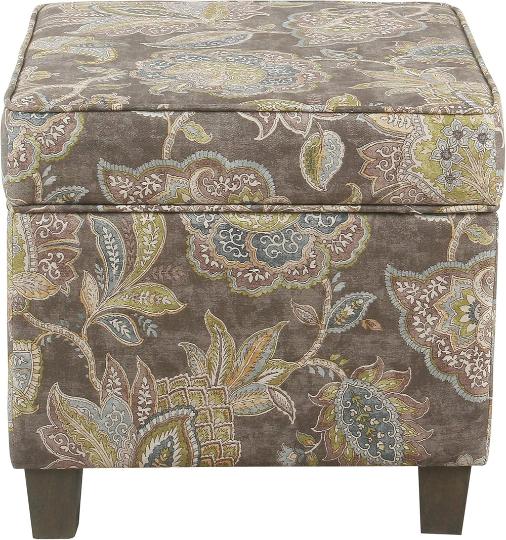 HomePop 18" Classic Square Storage Ottoman - Gray Floral