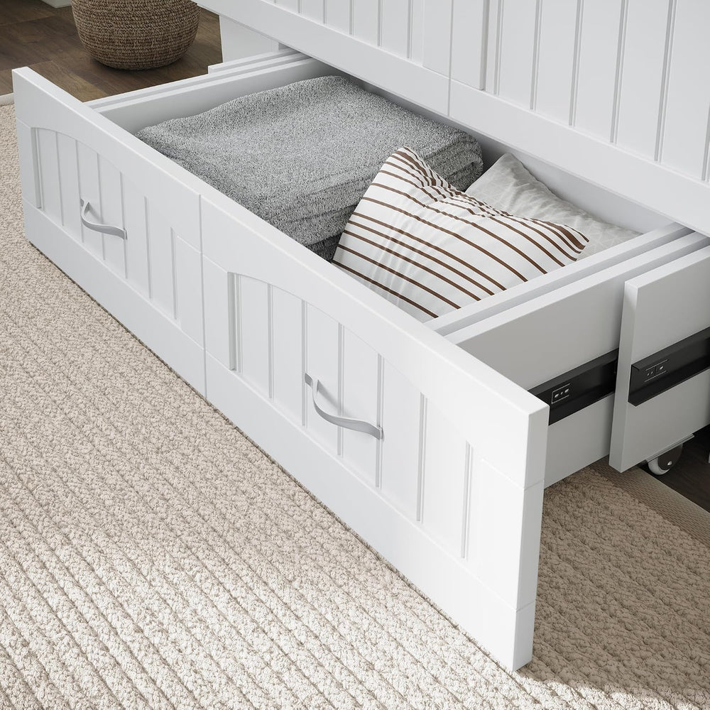 AFI, Nantucket Murphy Bed Chest Full with 6" Mattress & Drawer, White