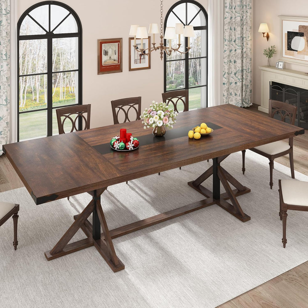 Hlivelood 94" Large Dining Table for 10 People, Rectangular Kitchen Farm...