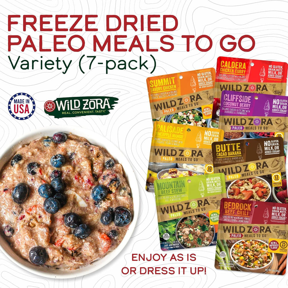 Wild Zora Paleo Freeze Dried Meals for Backpacking & Camping - Healthy Gl...