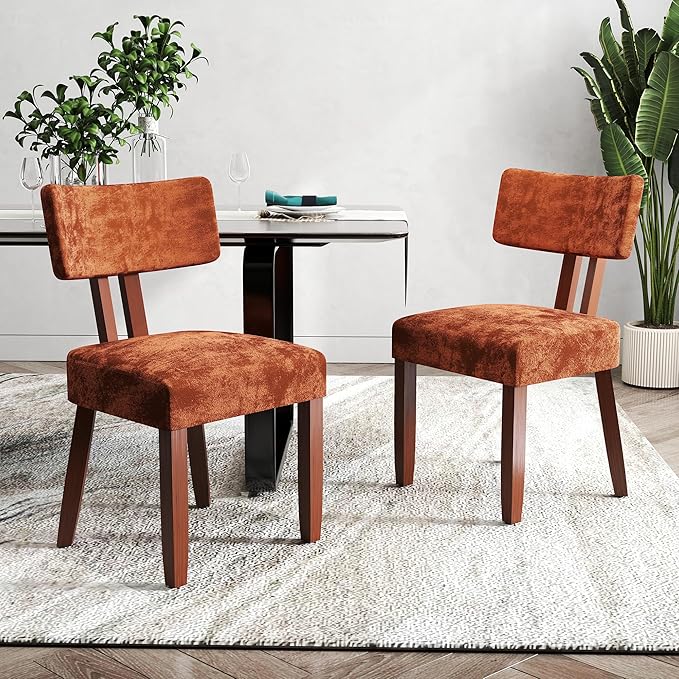GOTMINSI Mid Century Modern Dining Chairs,Velvet Farmhouse Upholstered Kitche...