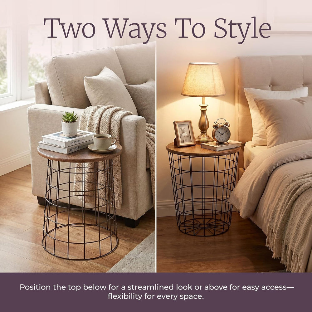 Lavish Home End Tables - Round Nesting Tables Set of 2, Brown/Black | 17.5”/1...