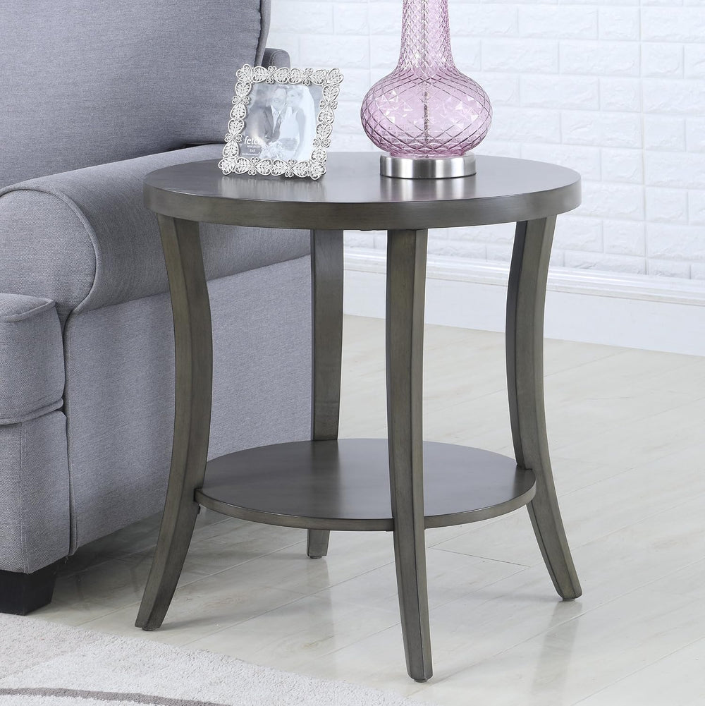 Oval Shelf End Table, Gray