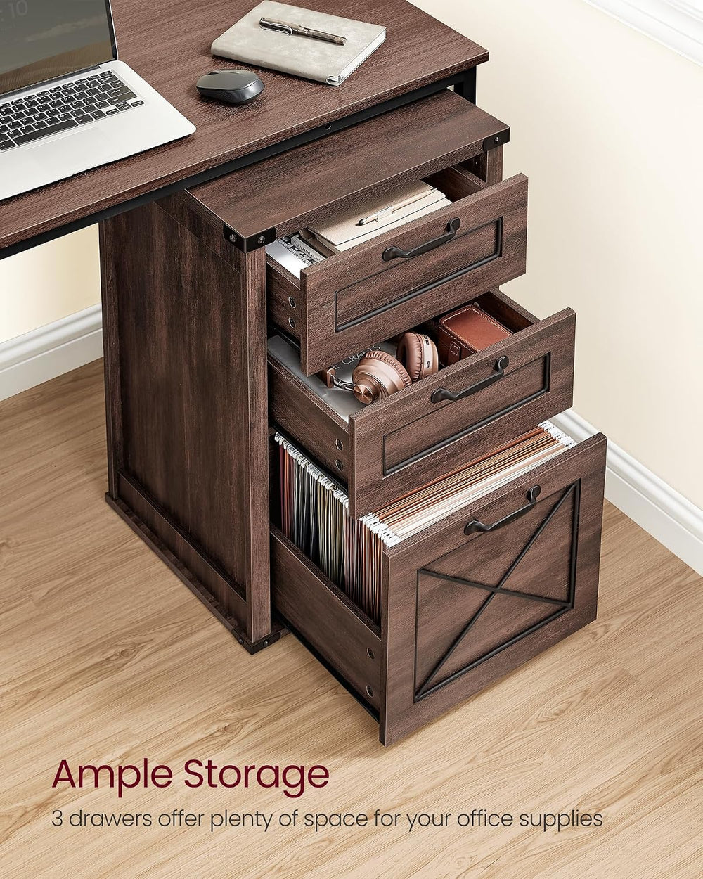 VASAGLE File Cabinet with 3 Drawers, Printer Stand, Fit A4 Letter Size | Hang...