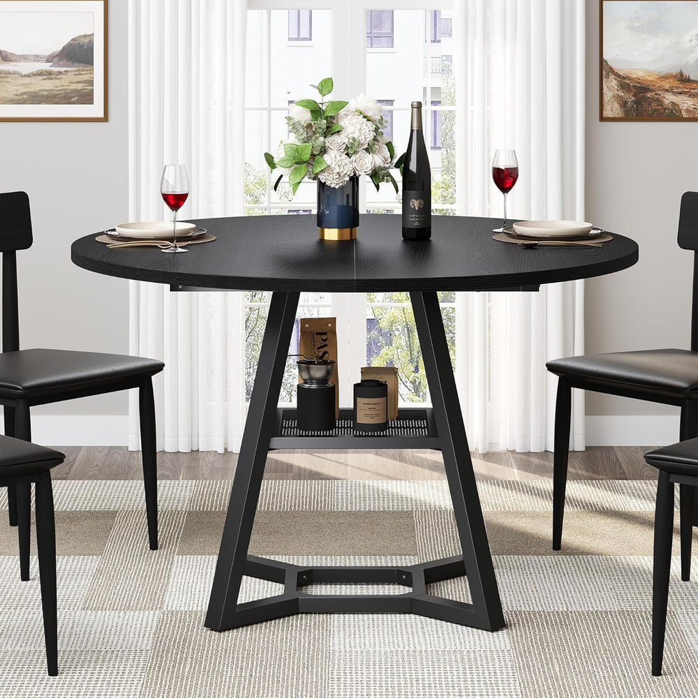 knoworld Round Dining Table for 4, Kitchen Tables Dining Room Circle Dinner T...