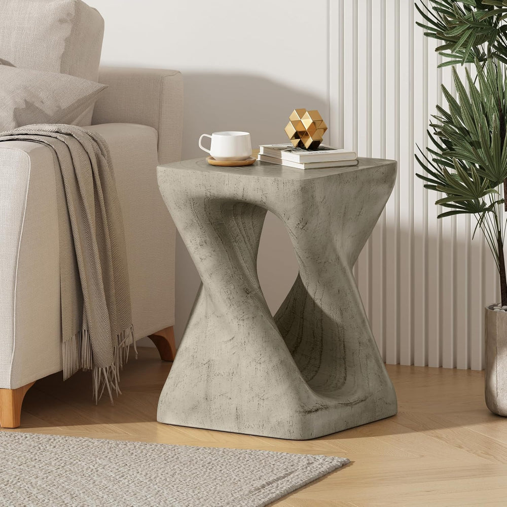 MGO Twist Shape Side Table for Indoor Outdoor, 16 Inch Modern Spiral End Tabl...