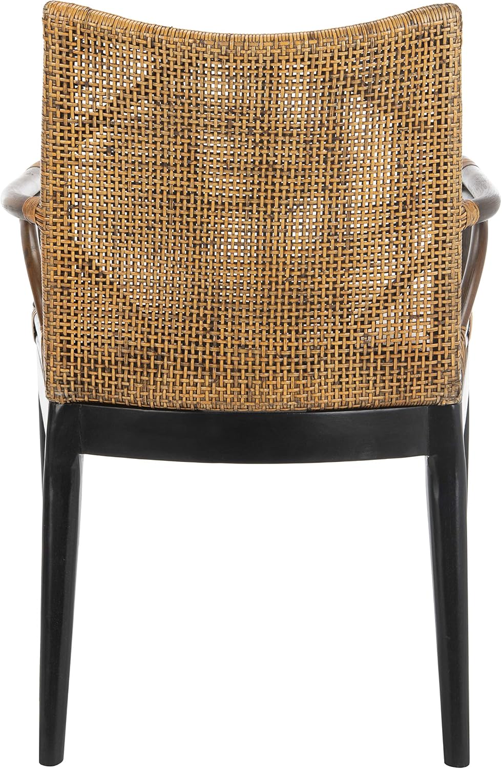 SAFAVIEH Gianni Rattan Arm Chair 19.8”, Solid Wood Brown & Black SEA4011A...