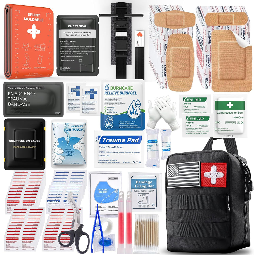 First Aid Kits with 36" Splint Israeli Bandage Tourniquet, 138PCS Trauma...