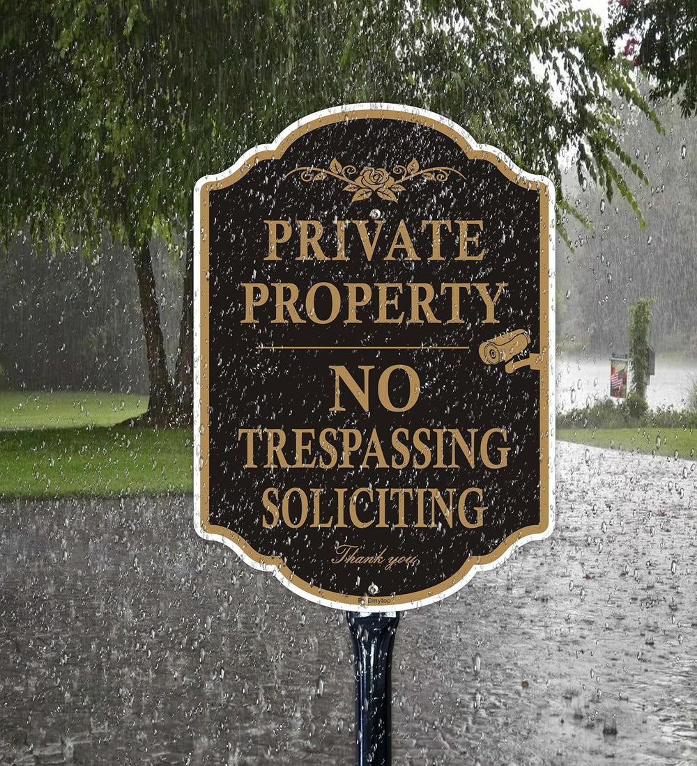 Private Property No Trespassing Signs with 36-inch Metal Stakes, 14 x 10 inch...