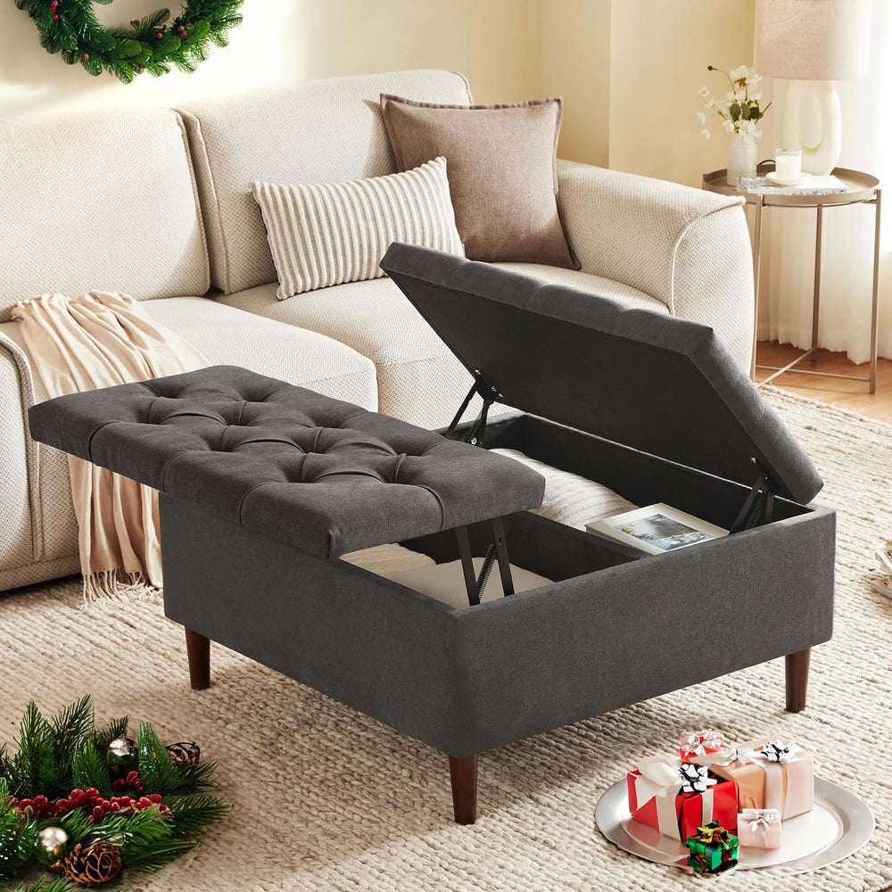 Weture 35" Large Storage Ottoman Coffee Table, Square Ottoman, Dark Grey...