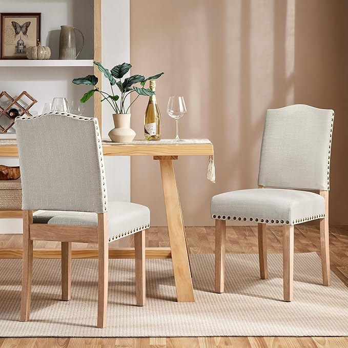 Yaheetech Upholstered Dining Chairs Set of 2 Classic Fabric Kitchen Chairs wi...