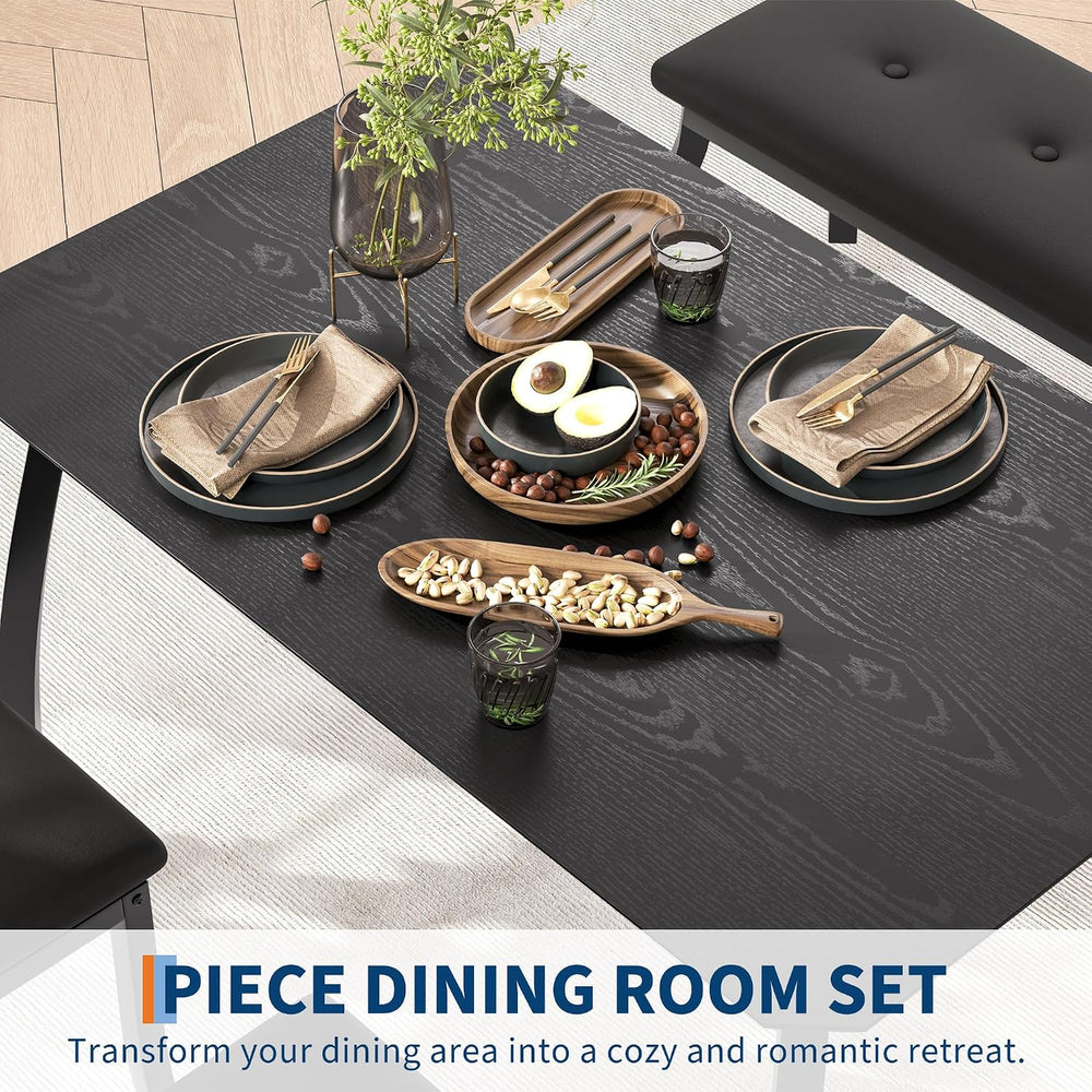 IDEALHOUSE 43'' Dining Table Set for 4, Wooden Kitchen Table with Uph...