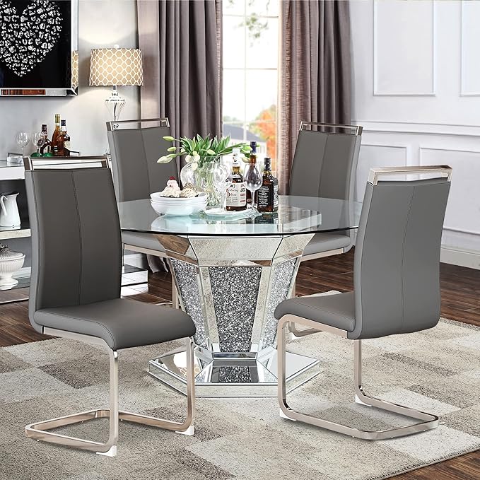 AZmac Modern Leather Dining Chairs Set of 4,Armless Kitchen Chairs,Dining Roo...