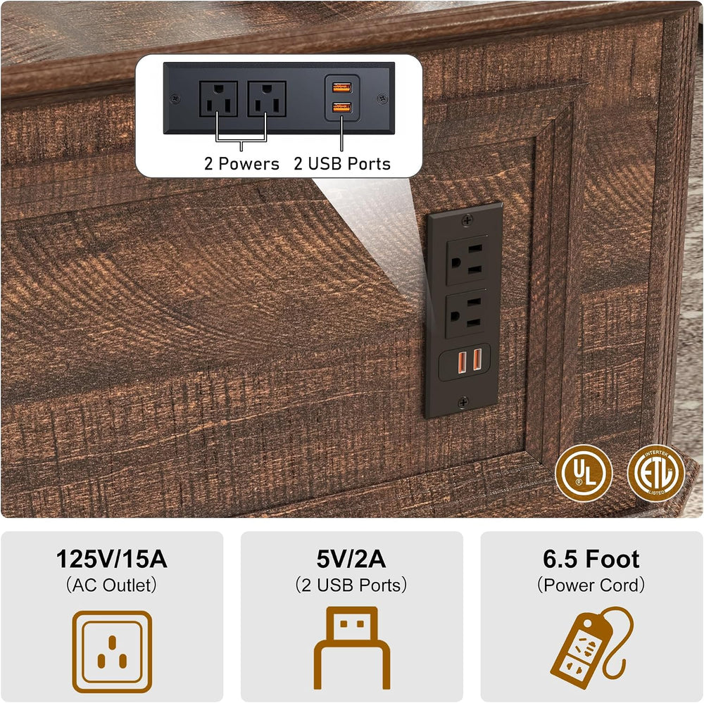 40 Inch Coffee Tables for Living Room Farmhouse Lift Top with Charging Statio...