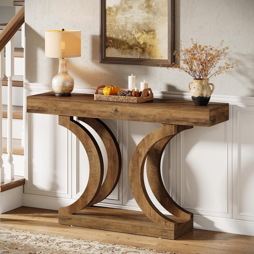 Tribesigns 43-Inch Farmhouse Curved Console Entryway Table for Living Room | ...