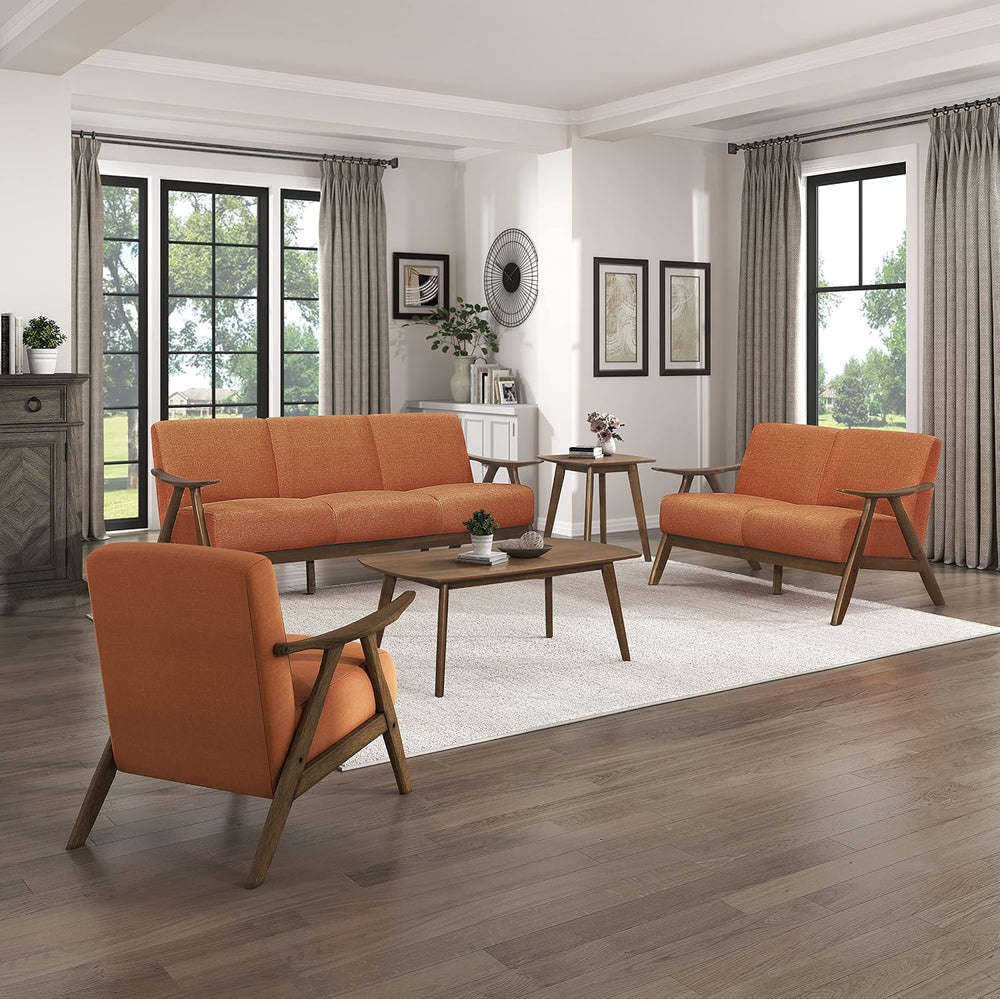 Lexicon Mid Century Modern Accent Chair with Solid Wood Frame in Walnut Finis...