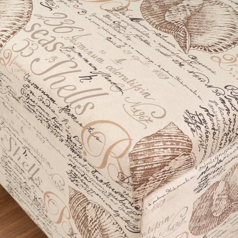 Linon Carmen Ivory and Beige Seashell Upholstered Lift Top Storage Ottoman wi...