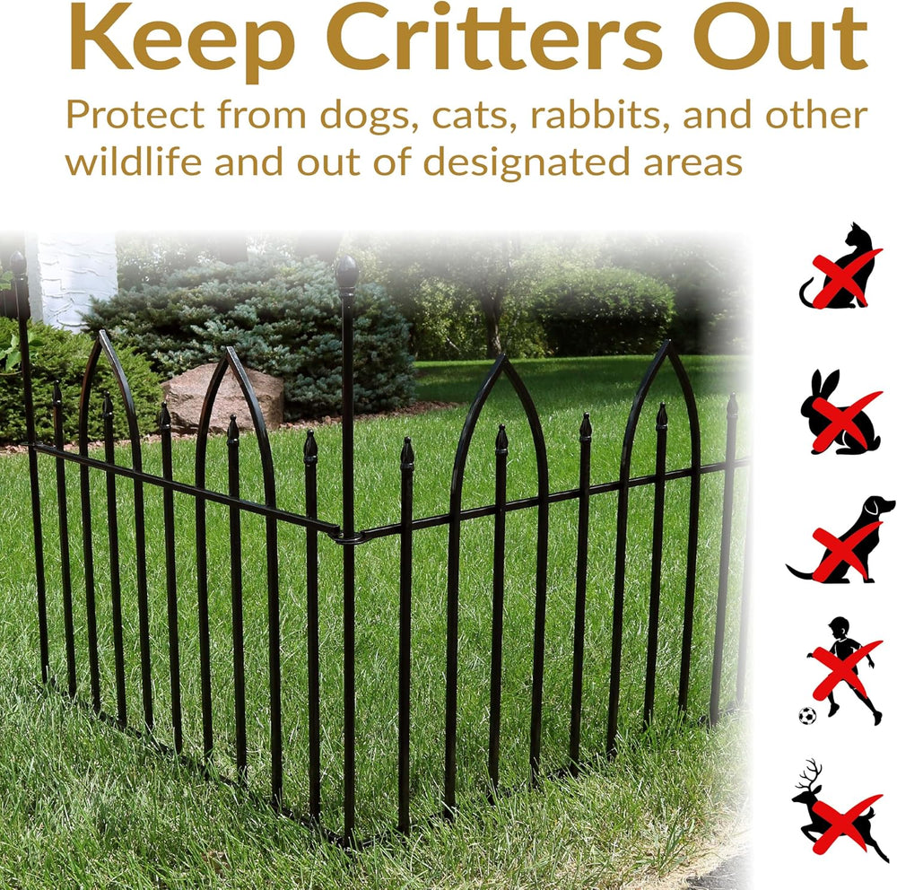 Sunnydaze Gothic Arch Decorative Garden Fence Panels, Black, Set of 2
