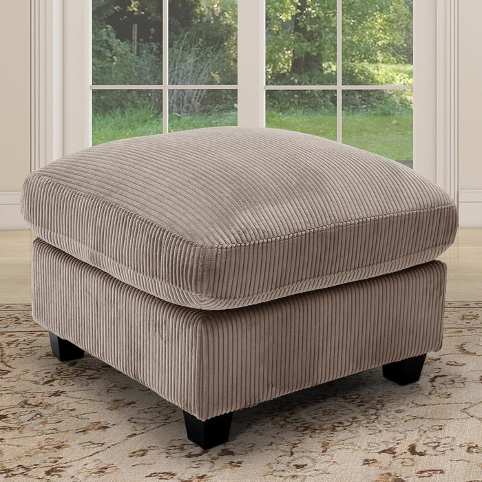 HAOMARKETS Corduroy Sofa Set, Upholstered Ottoman Footrest, Modern Living Room Furniture Sets,Brown