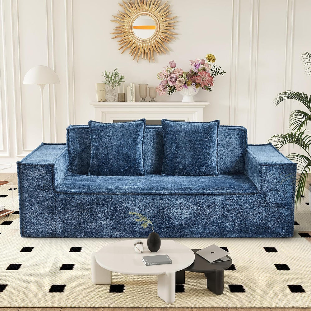 77'' Chenille Upholstered Modern Cloud Loveseat Sofa, No Assembly Req...