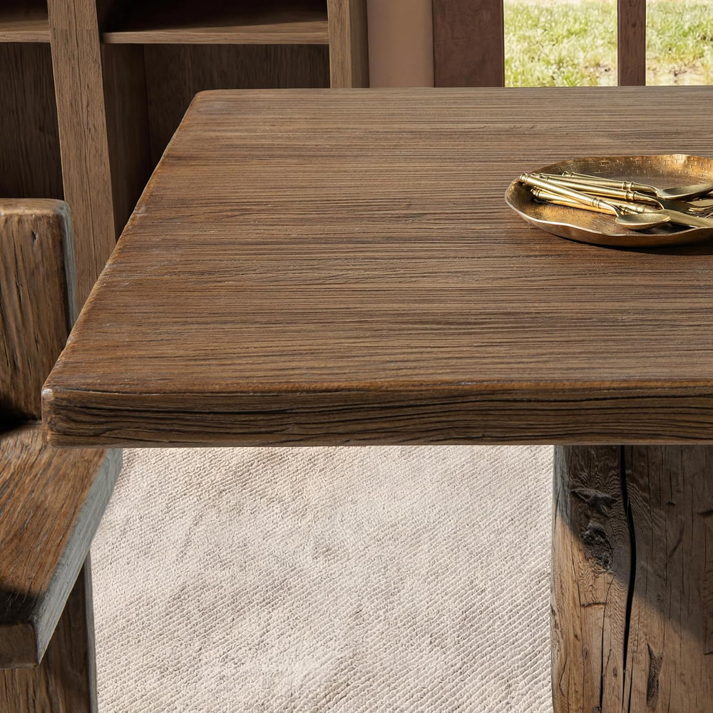 Jennifer Taylor Home Arbor 84" Solid Reclaimed Elm Double Pedestal 8-Per...