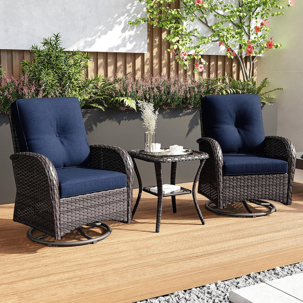 Joyside Patio Swivel Rocker Wicker Chairs - Outdoor Swivel Rocking Chairs Set...