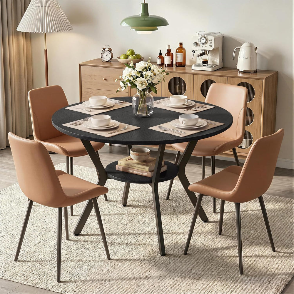 Miereirl 42.13" 5-Piece Round Dining Table Set for 4, Kitchen Table Set ...