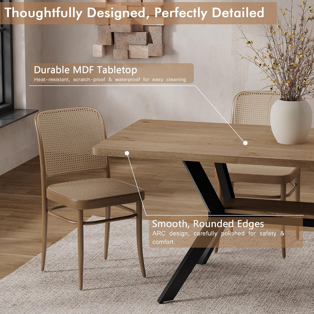 MECHYIN Extendable Dining Table for 4-8, 55-71 in, Storage Shelf, Natural | F...