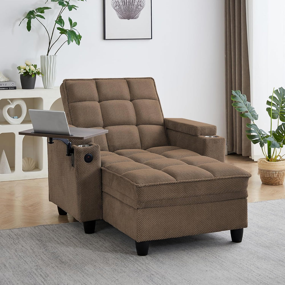 hansones 41.7" Oversized Chaise Lounge Chair Indoor, 3-in-1 Convertible ...