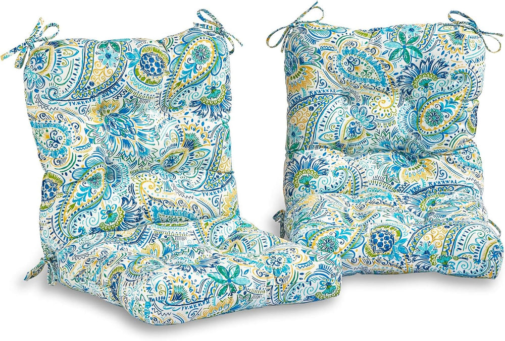 South Pine Porch Outdoor Seat/Back Chair Cushion (Set of 2), Baltic Paisley