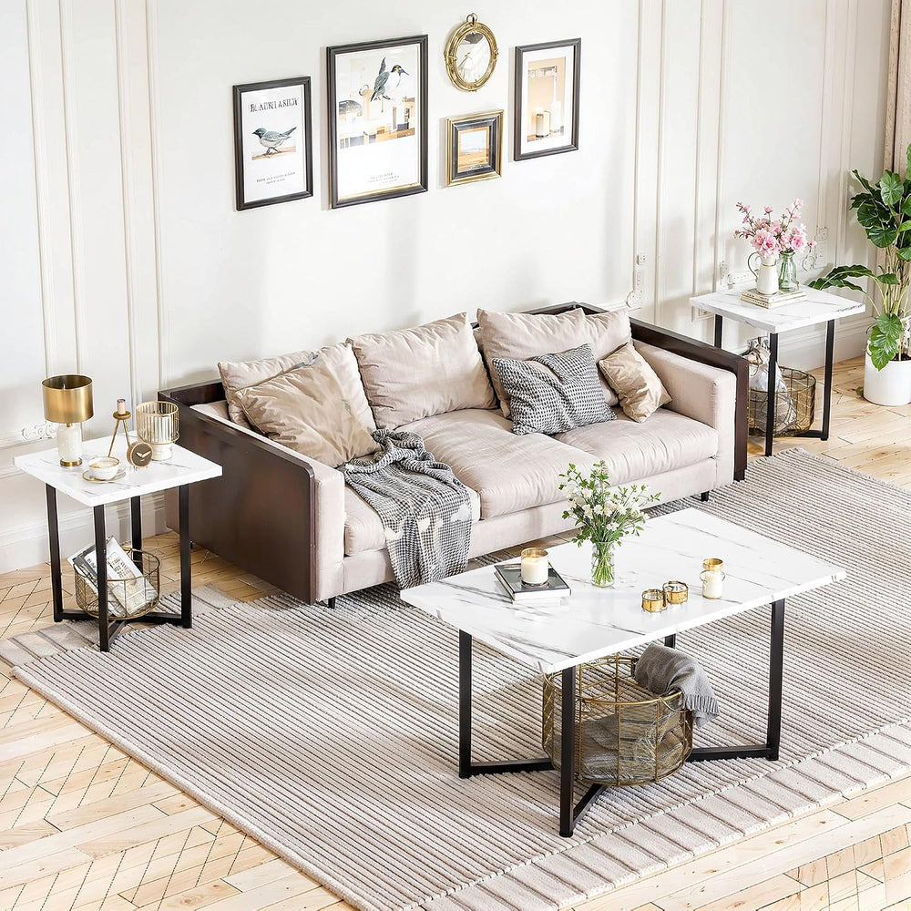 Hooseng Coffee Table Set of 3 Coffee Table and end Table Sets, Modern Living ...