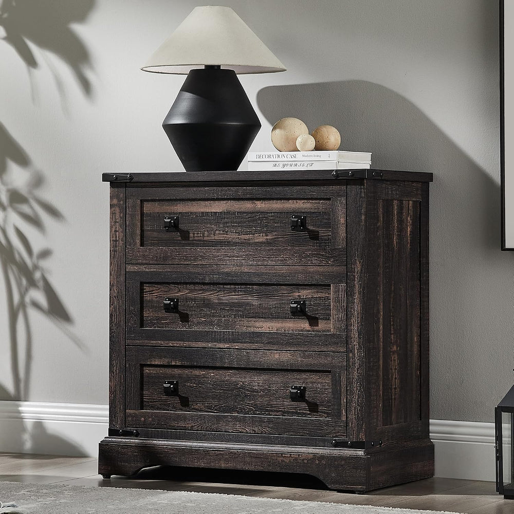 T4TREAM 32" Farmhouse Nightstand with 3 Storage Drawers, Large End Table...